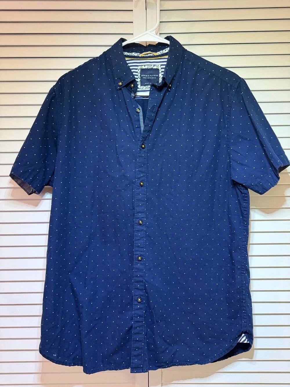 Denim & Flower Ricky Singh Men's Short Sleeve Blue Microdot Button Down Shirt Me